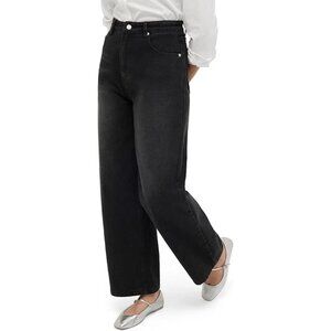 Kenneth Cole Sportswear Women's HIGH Rise Barrel Leg Black Denim Jeans 12 NWT